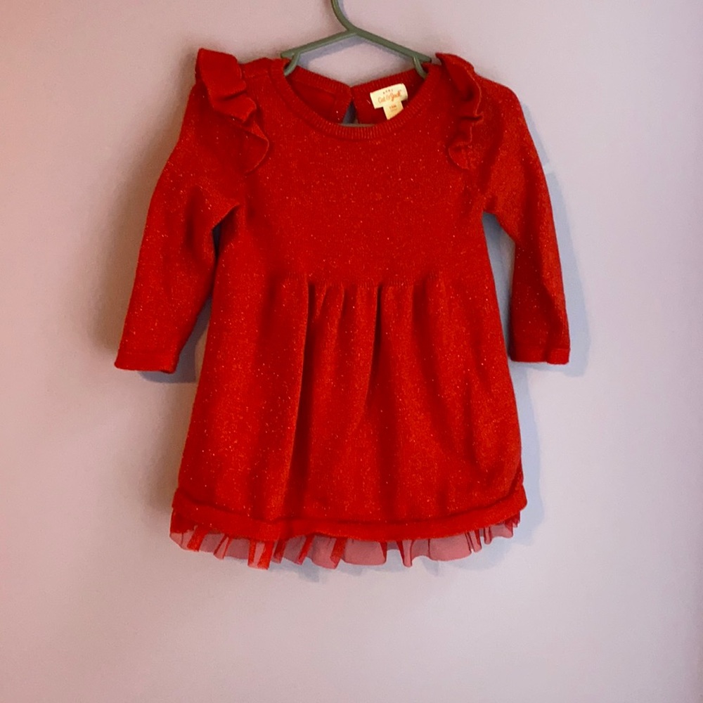 Cat & Jack Red Sparkle Holiday Dress